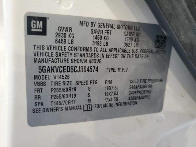 5GAKVCED5CJ304674 - 2012 BUICK ENCLAVE Beyaz fotoğraf 13