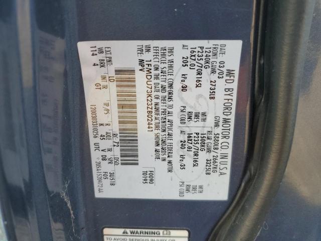 1FMDU73K23ZB02441 - 2003 FORD EXPLORER XLT Azul foto 13