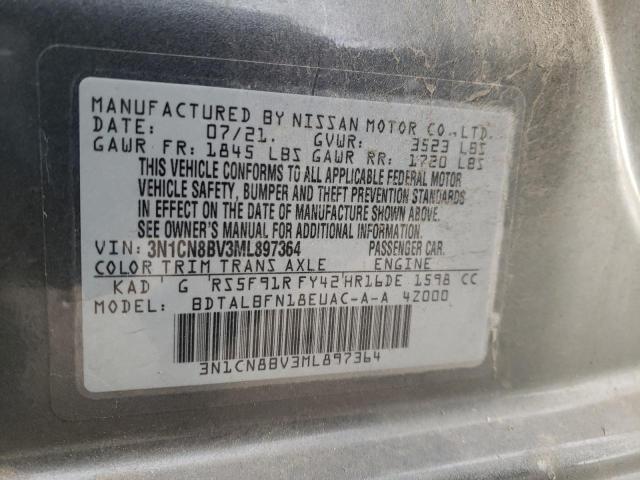 3N1CN8BV3ML897364 - 2021 NISSAN VERSA S GRAY photo 12