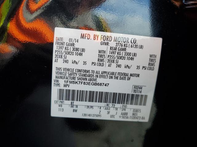 1FM5K7F83EGB68747 - 2014 FORD EXPLORER LIMITED BLACK photo 14