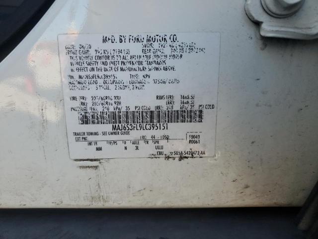 MAJ6S3FL9LC395151 - 2020 FORD ECOSPORT S WHITE photo 12