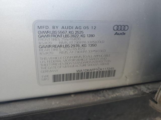 WA1DKAFP1CA117245 - 2012 AUDI Q5 PREMIUM PLUS SILVER photo 13