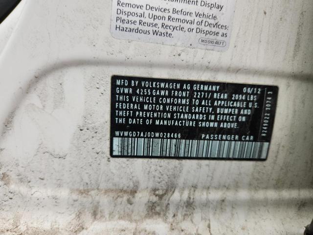 WVWGD7AJ0DW028466 - 2013 VOLKSWAGEN GTI 白色 照片 13