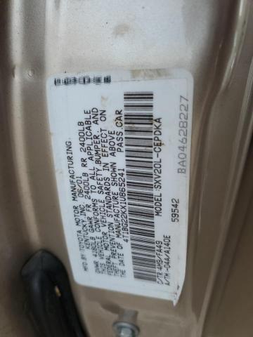 4T1BG22KX1U865241 - 2001 TOYOTA CAMRY CE BEIGE photo 12