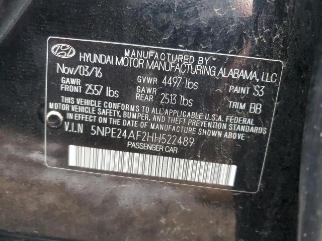 5NPE24AF2HH522489 - 2017 HYUNDAI SONATA SE BLACK photo 12