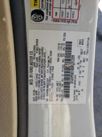 3FAHP08188R235209 - 2008 FORD FUSION SEL WHITE photo 12