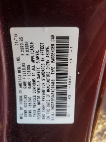 1HGCR2F54FA098469 - 2015 HONDA ACCORD SPORT Бордовый фото 12