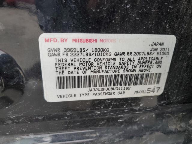 JA32U2FU0BU041192 - 2011 MITSUBISHI LANCER ES/ES SPORT BLACK photo 12