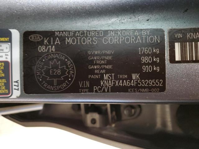 KNAFX4A64F5329552 - 2015 KIA FORTE LX GRAY photo 12