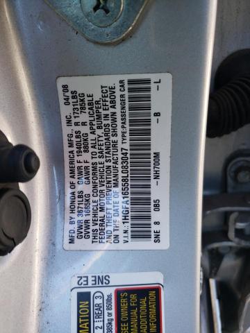 1HGFA16558L083047 - 2008 HONDA CIVIC LX SILVER photo 13