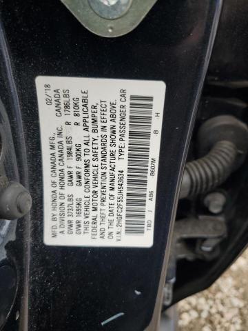 2HGFC2F55JH543634 - 2018 HONDA CIVIC LX BLACK photo 12