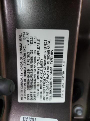 2HKRM4H37EH726207 - 2014 HONDA CR-V LX GRAY photo 13