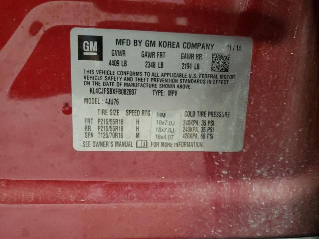 KL4CJFSBXFB082807 - 2015 BUICK ENCORE CONVENIENCE 勃艮第红 照片 13