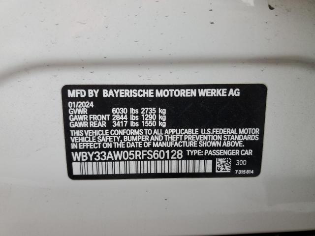 WBY33AW05RFS60128 - 2024 BMW I4 M50 WHITE photo 12