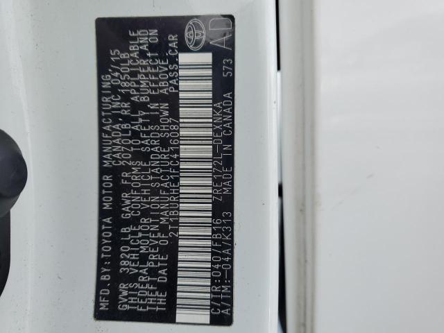 2T1BURHE1FC416087 - 2015 TOYOTA COROLLA L WHITE photo 13