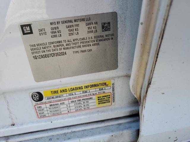 1G1ZA5EU7CF262024 - 2012 CHEVROLET MALIBU LS Weiß Foto 12