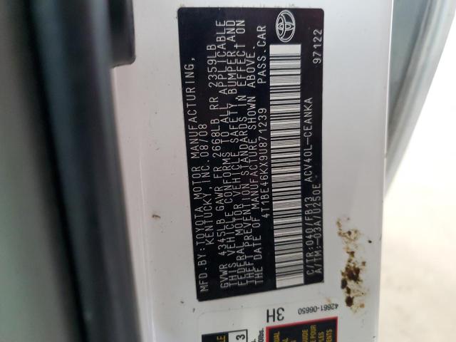 4T1BE46KX9U871239 - 2009 TOYOTA CAMRY BASE WHITE photo 12