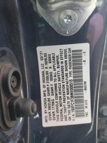 19XFC1F38ME008515 - 2021 HONDA CIVIC EX CHARCOAL photo 12