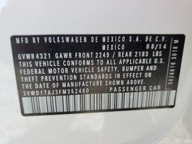 3VWD17AJ3FM352460 - 2015 VOLKSWAGEN JETTA SE 白色 照片 12