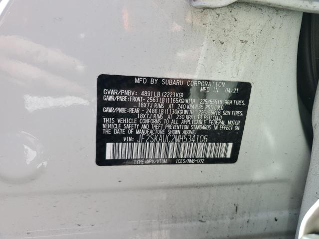 JF2SKAUC2MH534106 - 2021 SUBARU FORESTER LIMITED თეთრი ფოტო 13