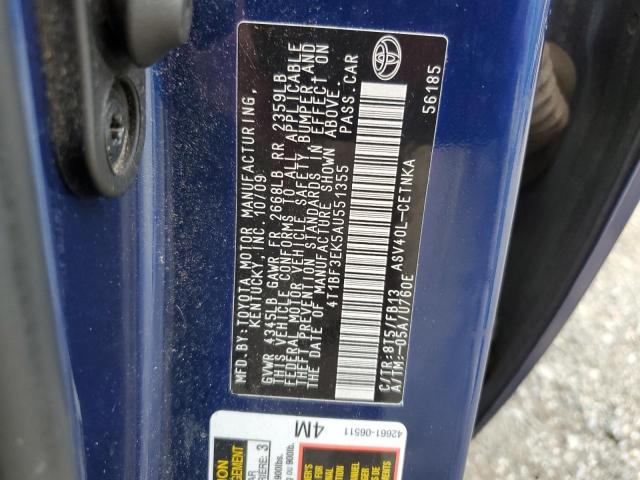4T1BF3EK5AU551355 - 2010 TOYOTA CAMRY BASE Կապույտ լուսանկար 12