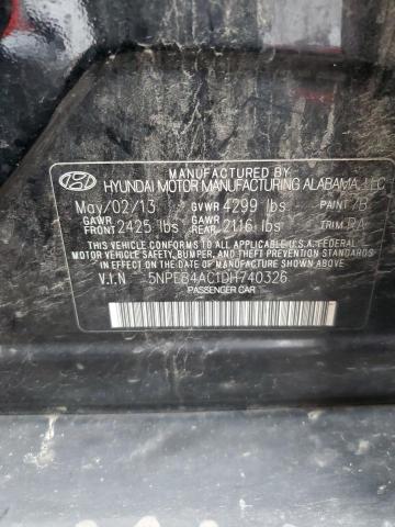 5NPEB4AC1DH740326 - 2013 HYUNDAI SONATA GLS BLACK photo 12