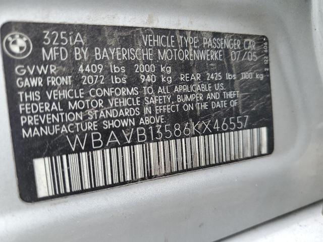 WBAVB13586KX46557 - 2006 BMW 325 I SILVER photo 12