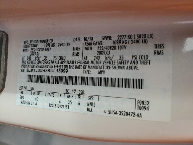 5LMTJ3DH3KUL18999 - 2019 LINCOLN MKC RESERVE Blanco foto 13