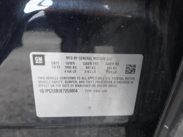 1G1PC5SB0E7250864 - 2014 CHEVROLET CRUZE LT BLACK photo 13