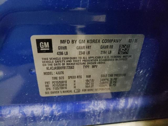 KL4CJASBXFB173563 - 2015 BUICK ENCORE BLUE photo 13