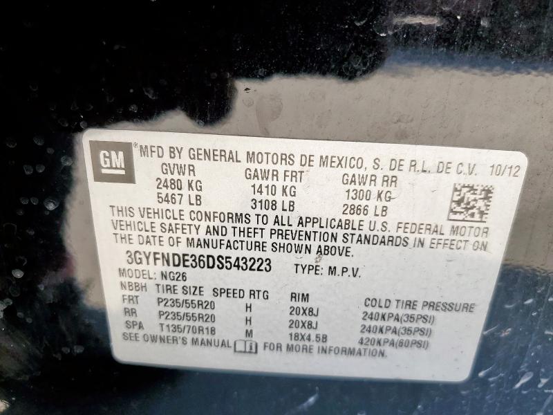 3GYFNDE36DS543223 - 2013 CADILLAC SRX PERFORMANCE COLLECTION Чорний фото 13