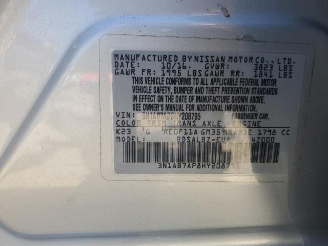 3N1AB7AP8HY208795 - 2017 NISSAN SENTRA S ვერცხლისფერი ფოტო 12