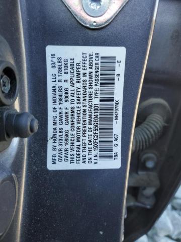 19XFC2F55GE041001 - 2016 HONDA CIVIC LX გრაფიტი ფოტო 12