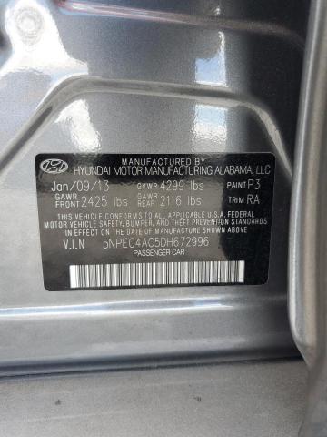 5NPEC4AC5DH672996 - 2013 HYUNDAI SONATA SE GRAY photo 12