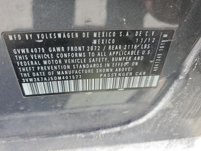 3VW2K7AJ5DM401577 - 2013 VOLKSWAGEN JETTA BASE رمادي صورة 12