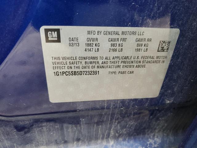 1G1PC5SB5D7232391 - 2013 CHEVROLET CRUZE LT BLUE photo 13