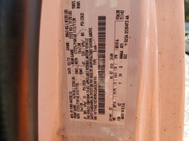 1FTNE1EW5CDA53610 - 2012 FORD ECONOLINE E150 VAN WHITE photo 13