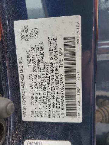 5J6RM4H7XGL047303 - 2016 HONDA CR-V EXL Mavi foto 13