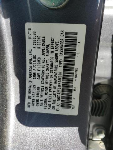 1HGCR2F80FA105086 - 2015 HONDA ACCORD EXL GRAY photo 12