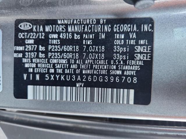 5XYKU3A26DG396708 - 2013 KIA SORENTO EX Boz foto 13