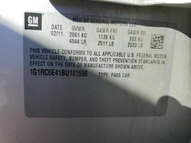 1G1RC6E41BU101596 - 2011 CHEVROLET VOLT ვერცხლისფერი ფოტო 12