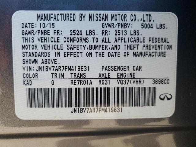 JN1BV7AR7FM419631 - 2015 INFINITI Q50 BASE GRAY photo 12