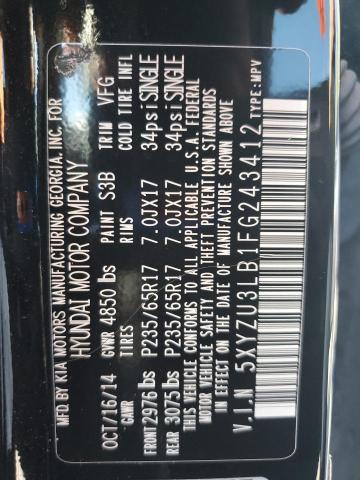 5XYZU3LB1FG243412 - 2015 HYUNDAI SANTA FE S BLACK photo 14