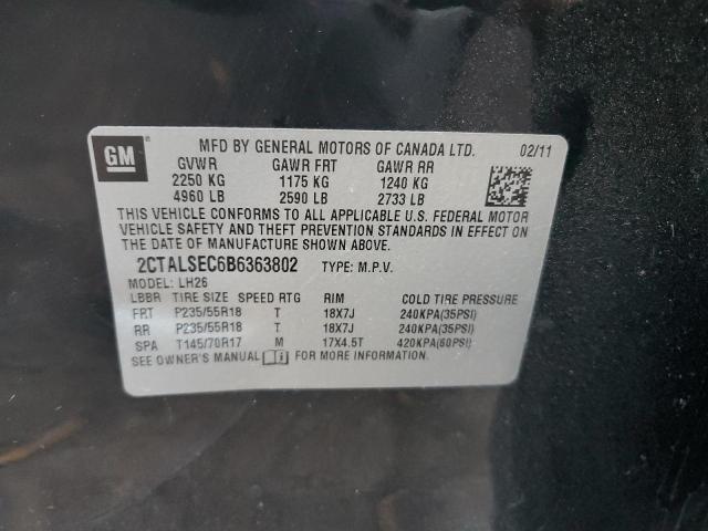 2CTALSEC6B6363802 - 2011 GMC TERRAIN SLE BLACK photo 12