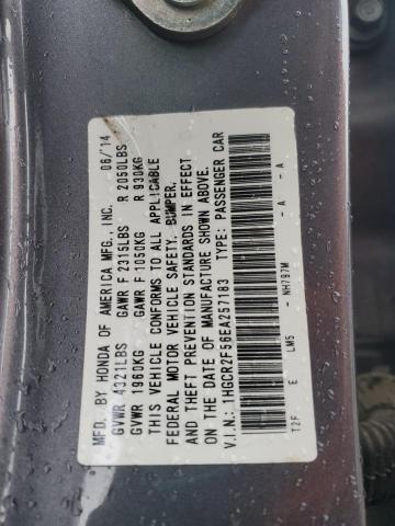 1HGCR2F56EA257183 - 2014 HONDA ACCORD SPORT GRAY photo 12