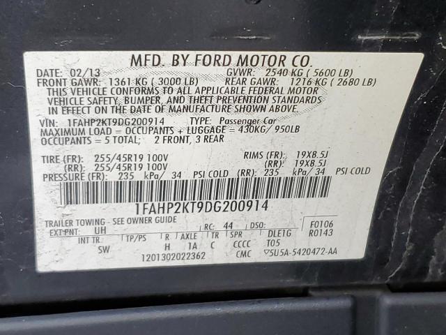 1FAHP2KT9DG200914 - 2013 FORD TAURUS SHO BLACK photo 12