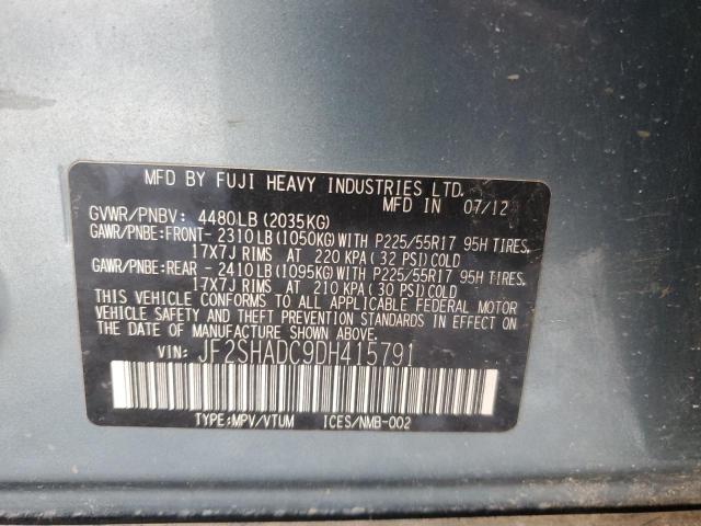 JF2SHADC9DH415791 - 2013 SUBARU FORESTER 2.5X PREMIUM BLUE photo 13
