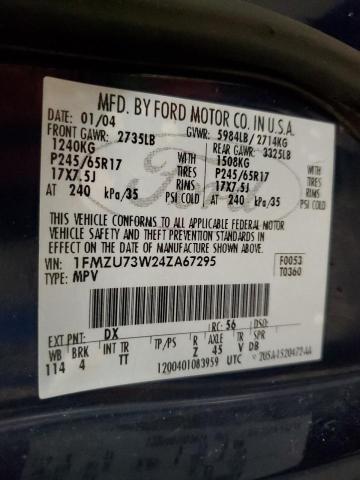 1FMZU73W24ZA67295 - 2004 FORD EXPLORER XLT Azul foto 14