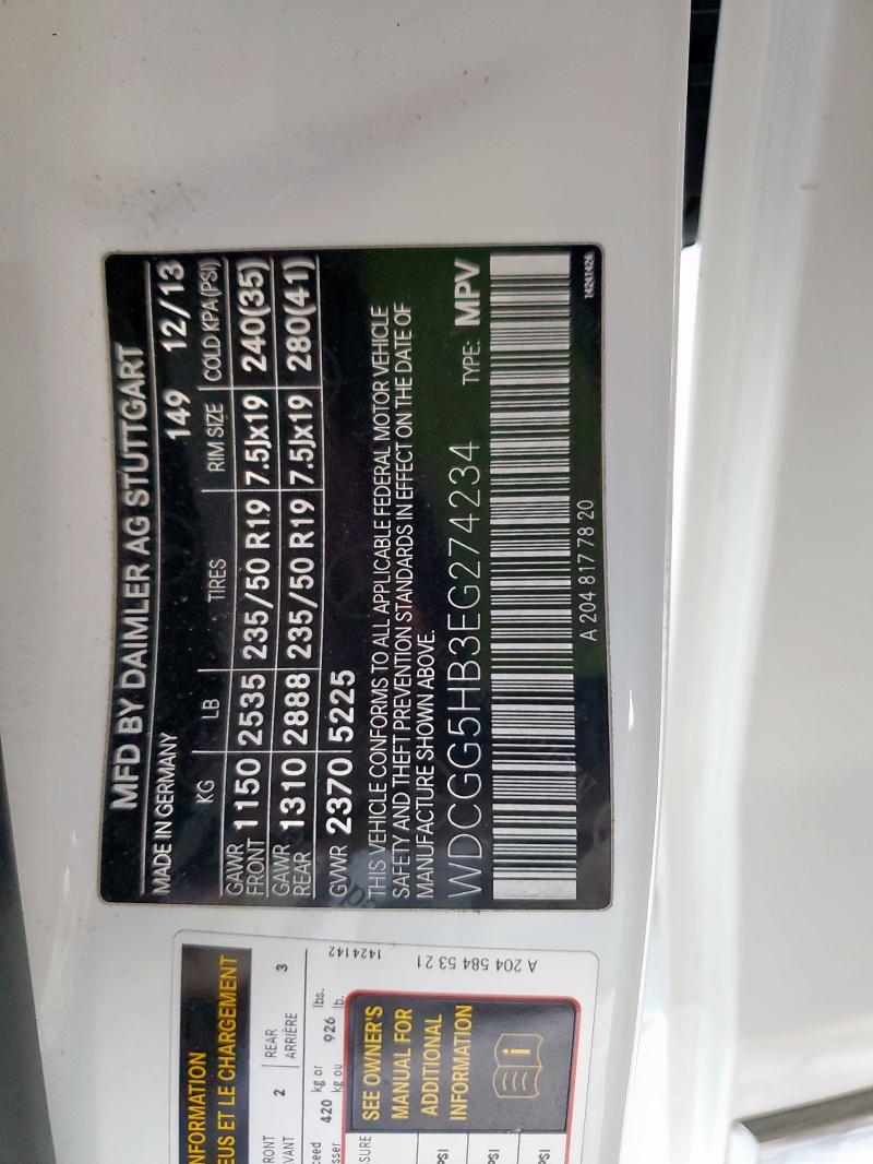 WDCGG5HB3EG274234 - 2014 MERCEDES-BENZ GLK 350 白色 照片 13