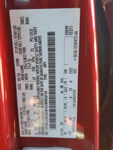 1FMCU9GD8HUB66216 - 2017 FORD ESCAPE SE 红色 照片 13